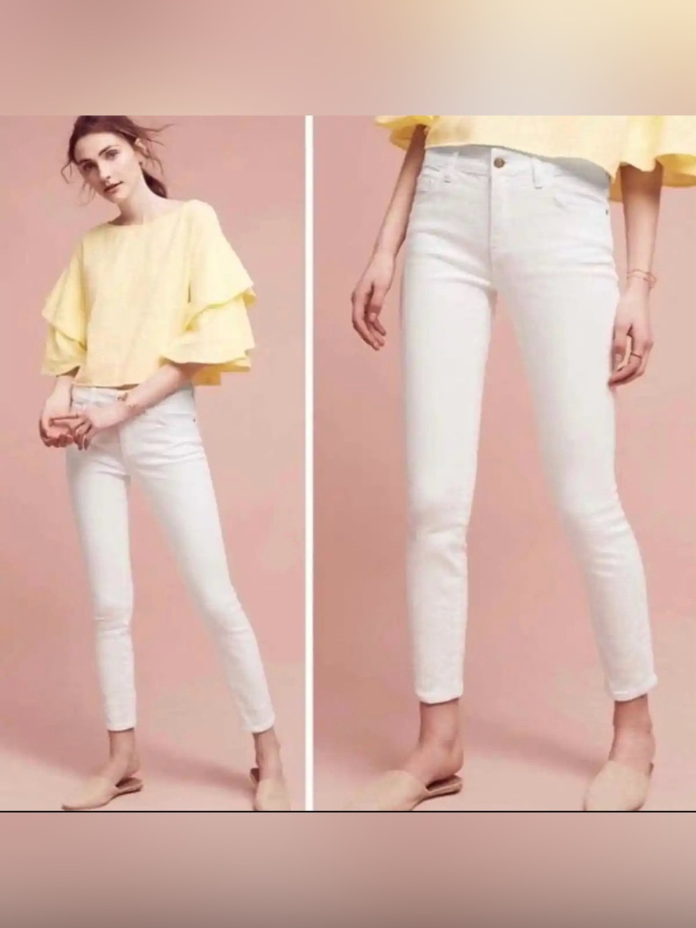 Pilcro and the Letterpress White Script Skinny Jeans Size 27